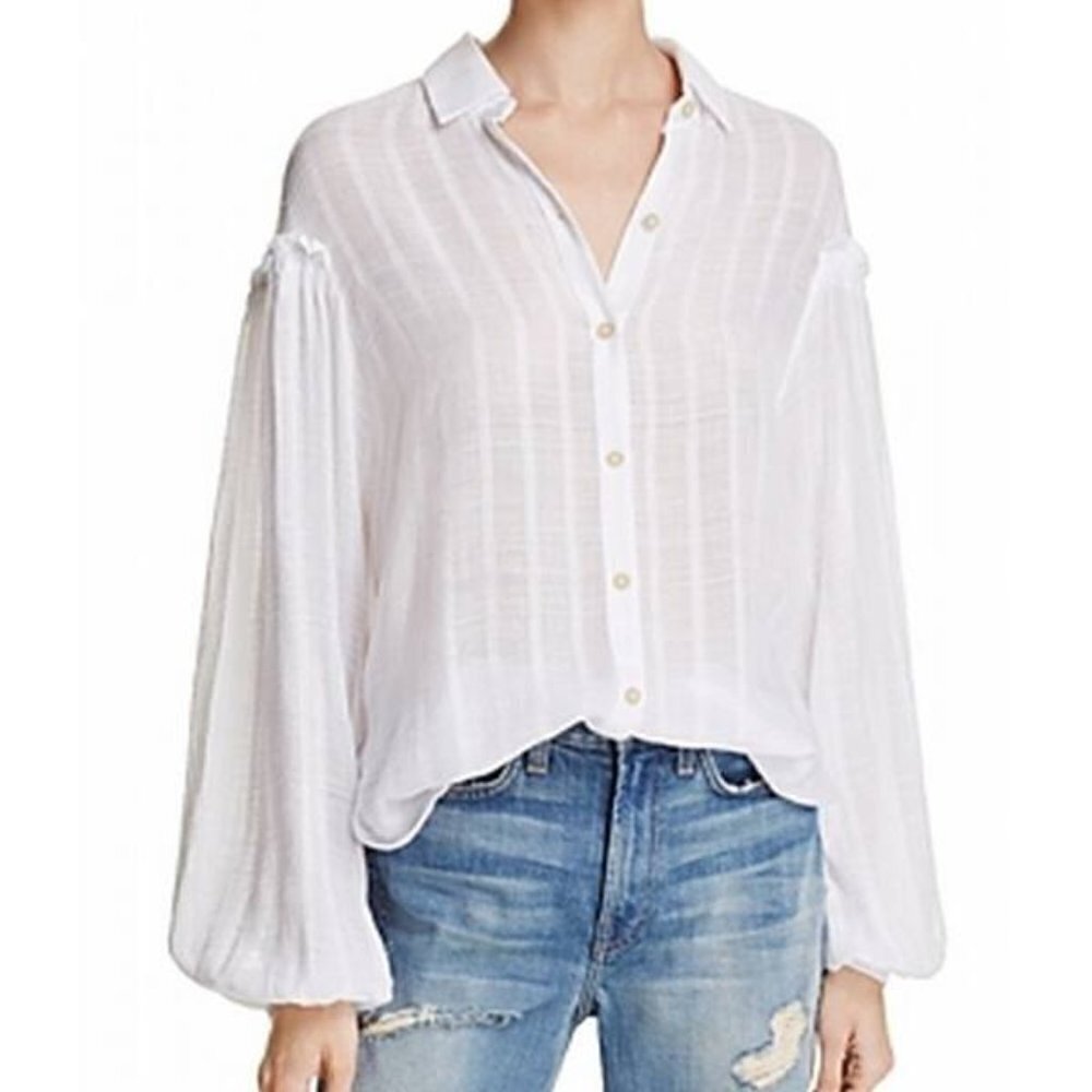 Free People Sheer White Button Down - NWT